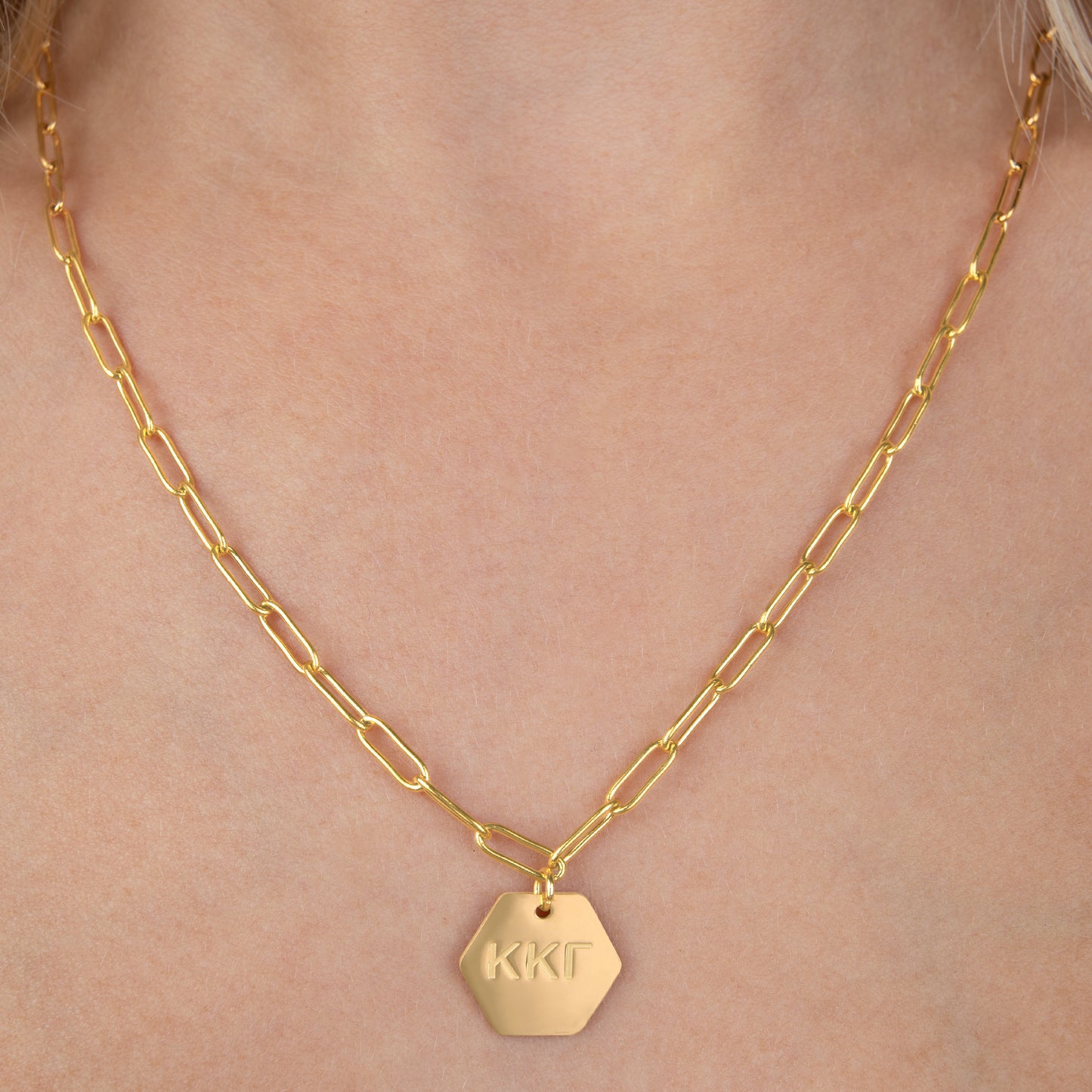 Phi Mu Paperclip Necklace with PM Sorority Pendant