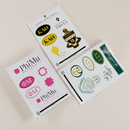 Gamma Rho Lambda Fraternity Sticker Sheet- Brand Focus