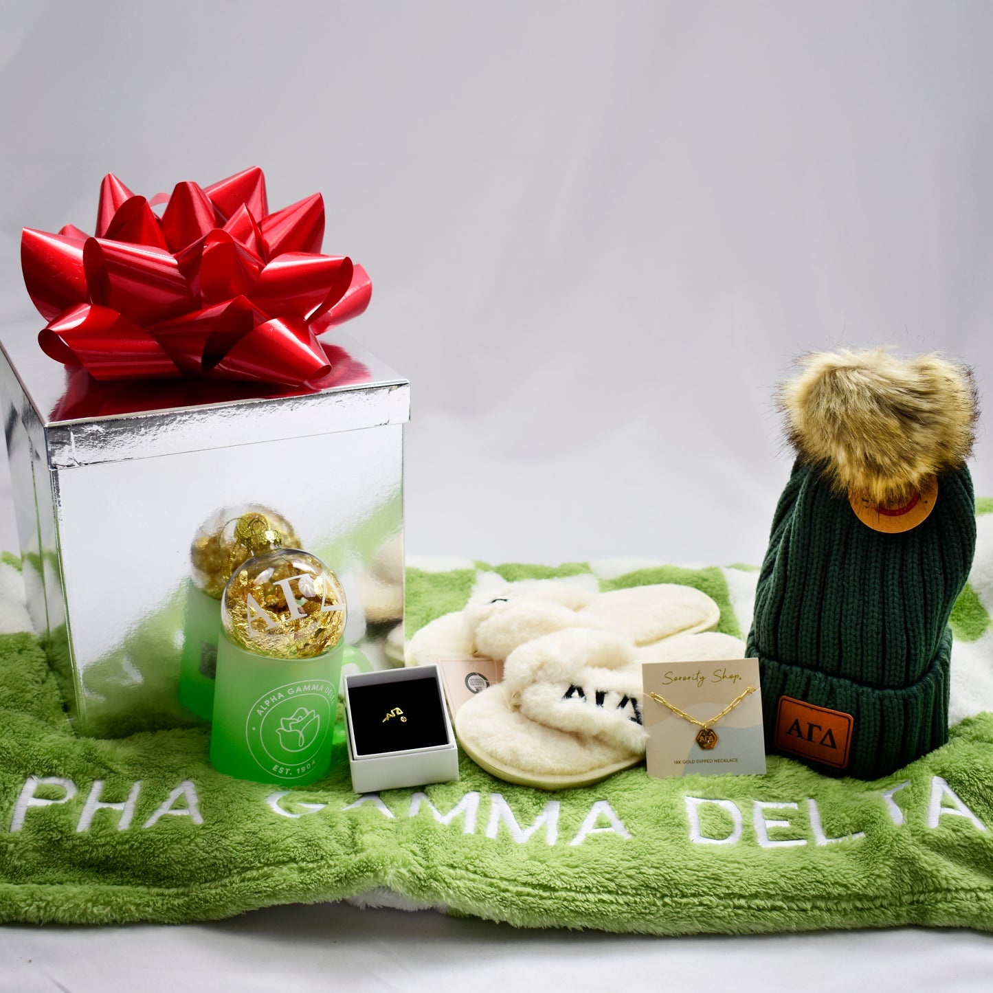 Alpha Gamma Delta Ornament - Clear Plastic Ball Ornament with Gold Foil