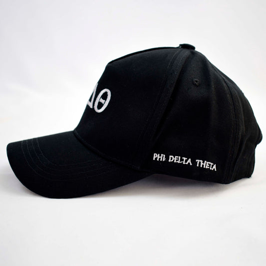 Phi Delta Theta Baseball Cap- Brushed Cotton 5-Panel Black Hat