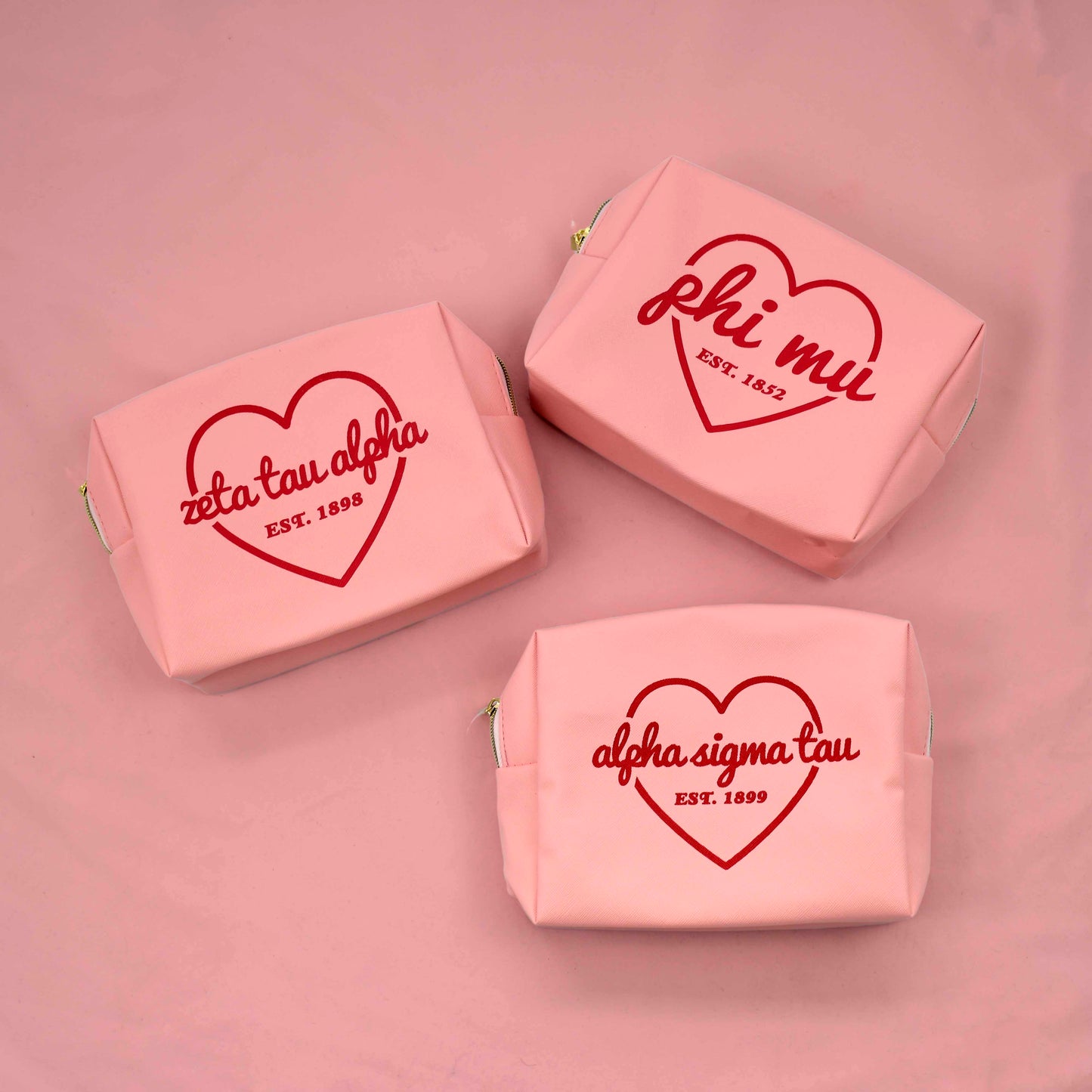 Delta Gamma Pink w/Red Heart Makeup Bag