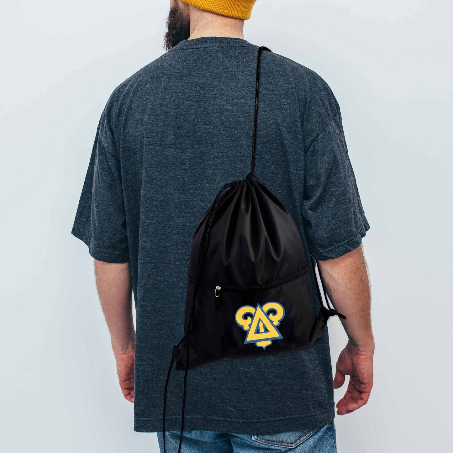 Phi Delta Theta Fraternity Drawstring Backpack, Black