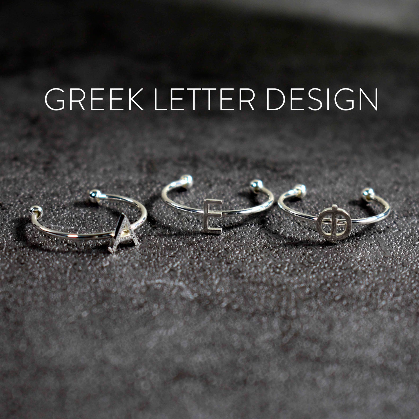 Alpha Gamma Delta Silver Stacking Ring Set