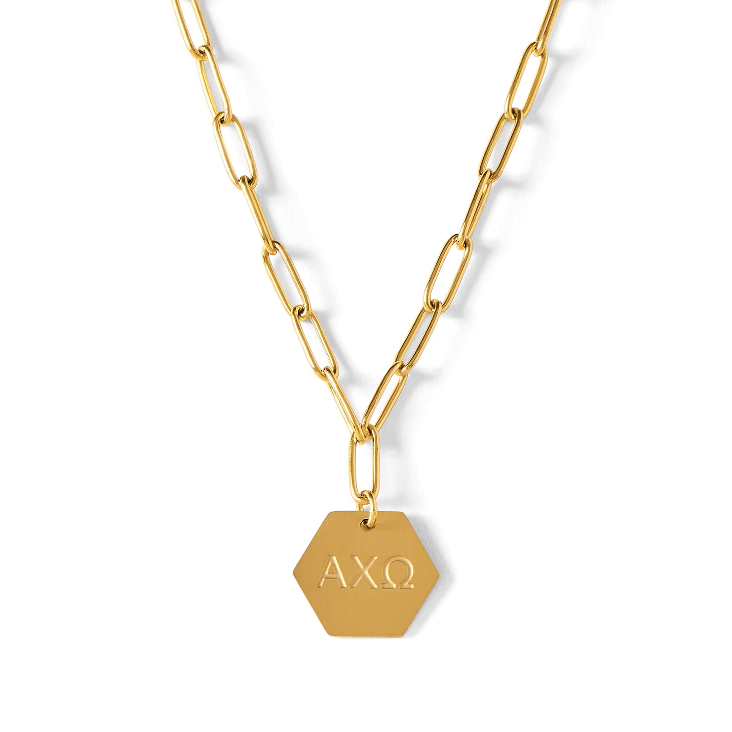 Alpha Chi Omega Paperclip Necklace with ACO Sorority Pendant