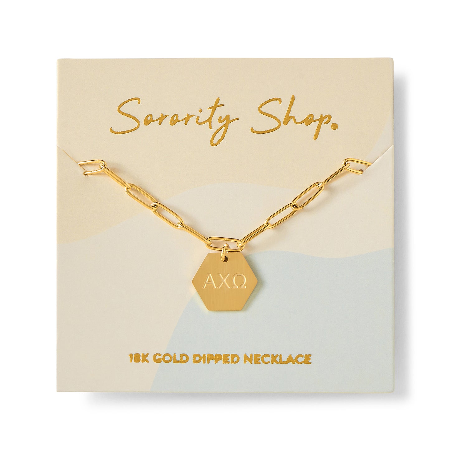 Alpha Chi Omega Paperclip Necklace with ACO Sorority Pendant