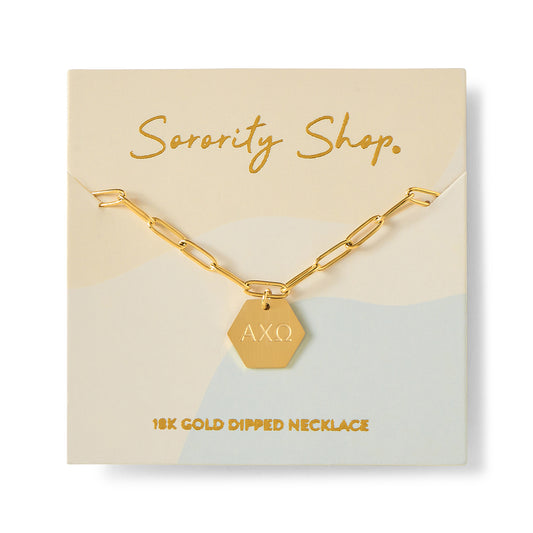 Alpha Chi Omega Paperclip Necklace with ACO Sorority Pendant