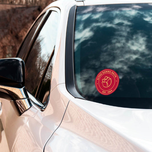 Alpha Gamma Delta Sorority Car Decal Sticker- Full Color Circle Logo