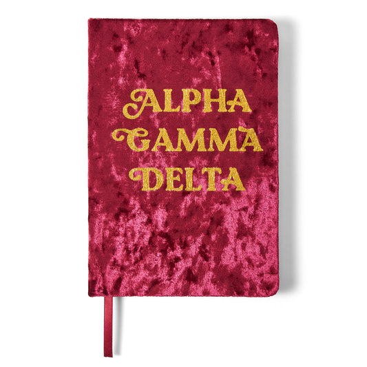 Alpha Gamma Delta Velvet Notebook with Gold Foil Imprint
