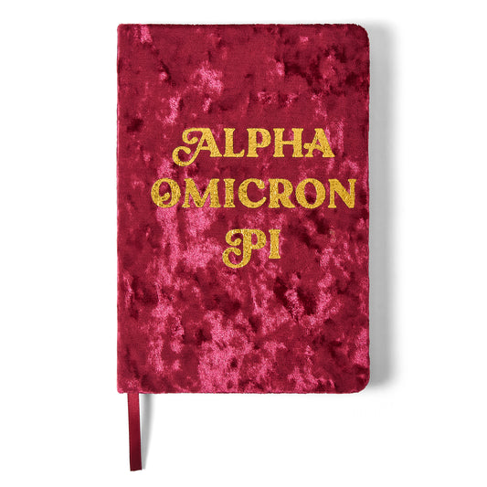 Alpha Omicron Pi Velvet Notebook with Gold Foil Imprint