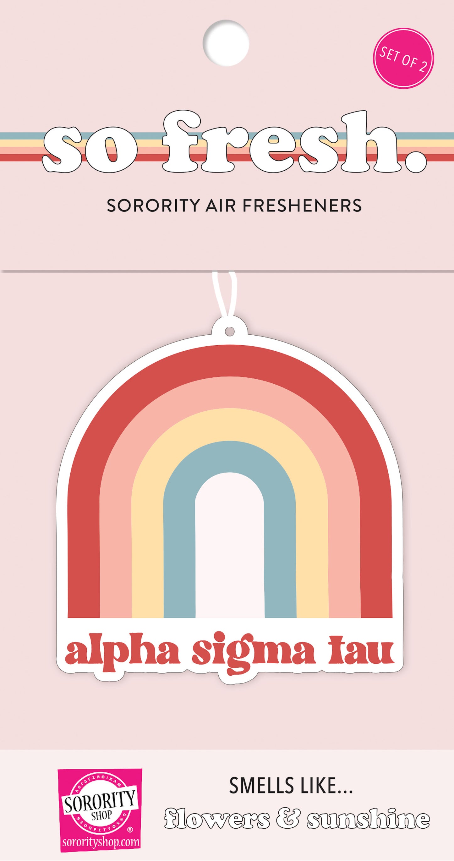 Alpha Sigma Tau Rainbow Retro Air Freshener - Flowers & Sunshine Scent