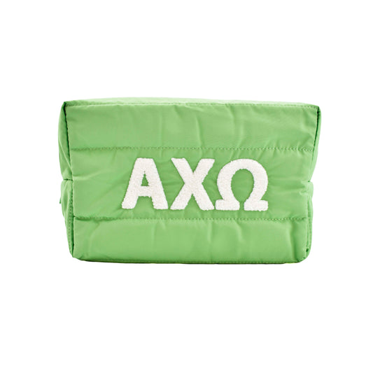 Alpha Chi Omega Makeup Bag - Puffer Style with Sorority Letters