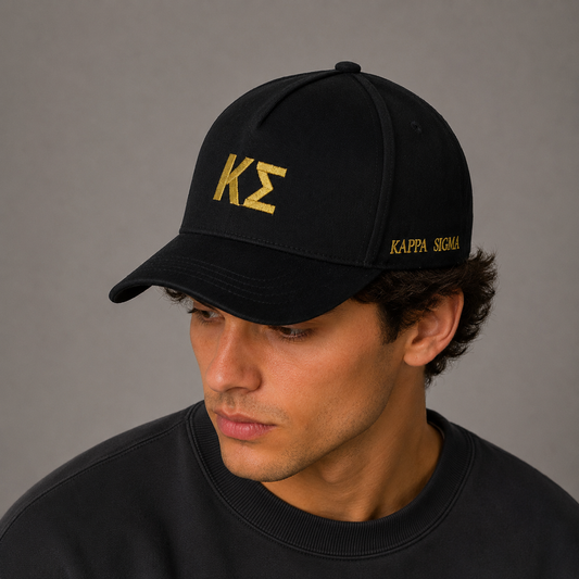 Kappa Sigma Baseball Cap- Brushed Cotton 5-Panel Black Hat