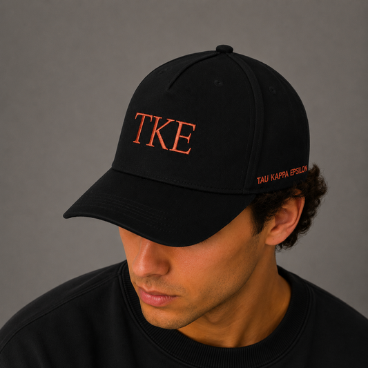 Tau Kappa Epsilon Baseball Cap- Brushed Cotton 5-Panel Black Hat