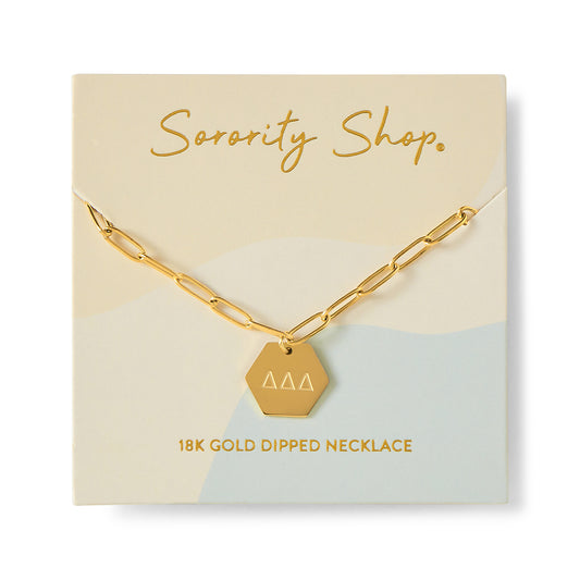 Delta Delta Delta Paperclip Necklace with DDD Sorority Pendant