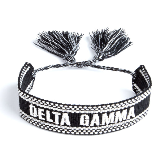 Delta Gamma Woven Bracelet, Black and White Design