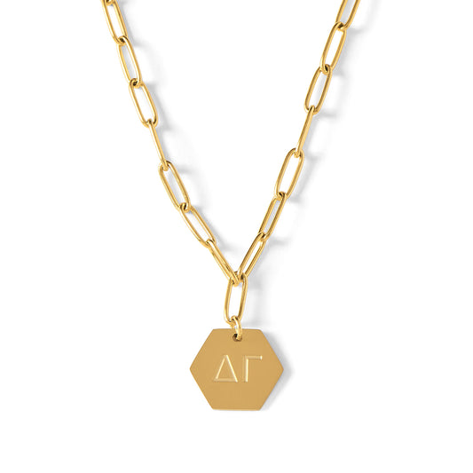 Delta Gamma Paperclip Necklace with DG Sorority Pendant