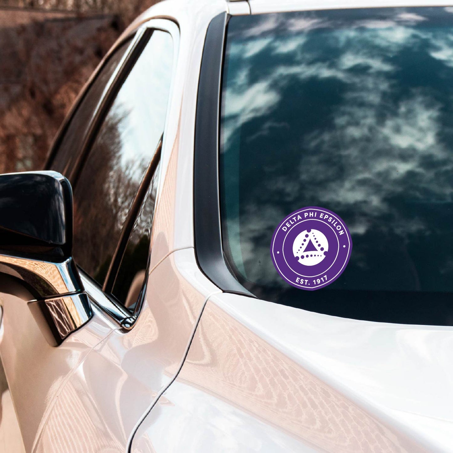 Delta Phi Epsilon Sorority Car Decal Sticker- Full Color Circle Logo