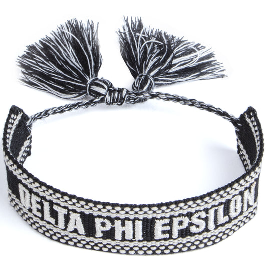 Delta Phi Epsilon Woven Bracelet, Black and White Design