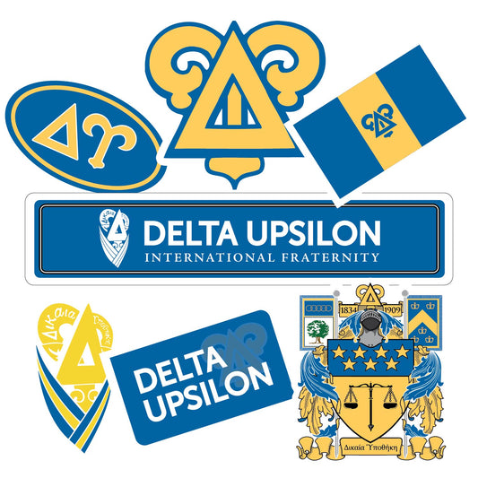 Delta Upsilon Fraternity Sticker Sheet- Brand Focus