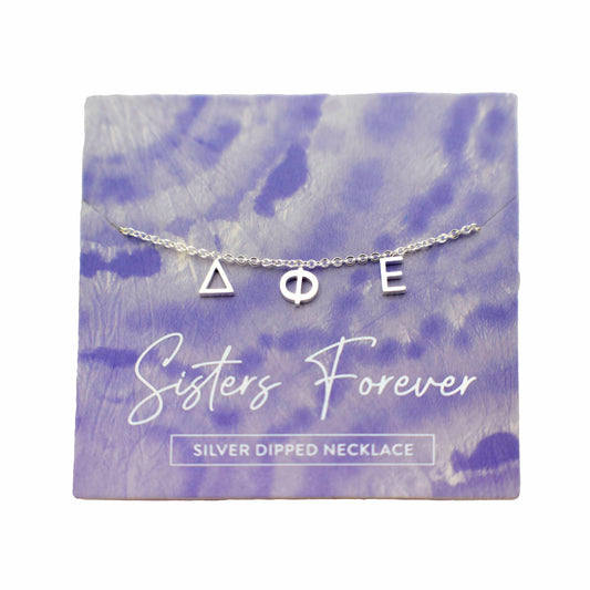 Delta Phi Epsilon Silver Greek Letters Necklace