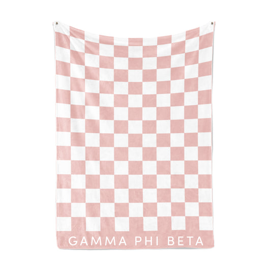 Gamma Phi Beta Blanket - Thick Checkered Sherpa Blanket
