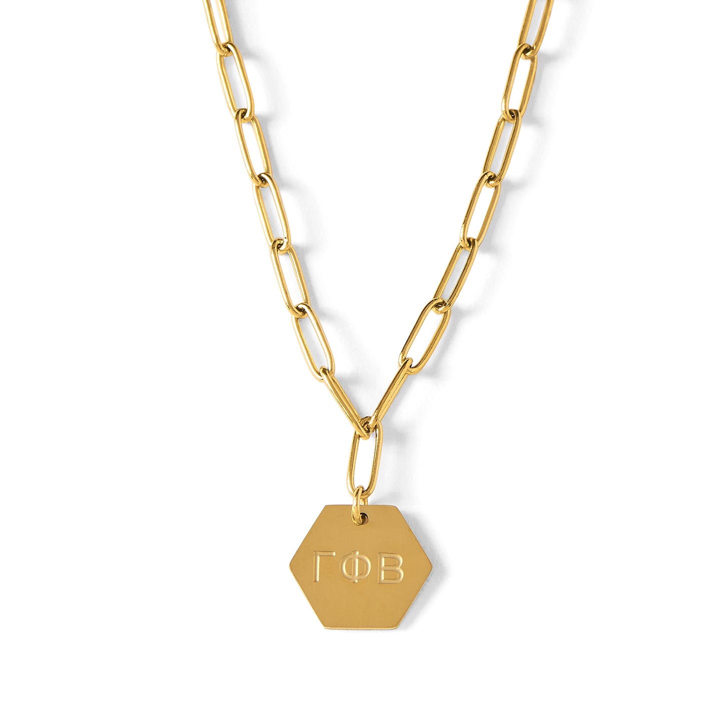 Gamma Phi Beta Paperclip Necklace with GPB Sorority Pendant