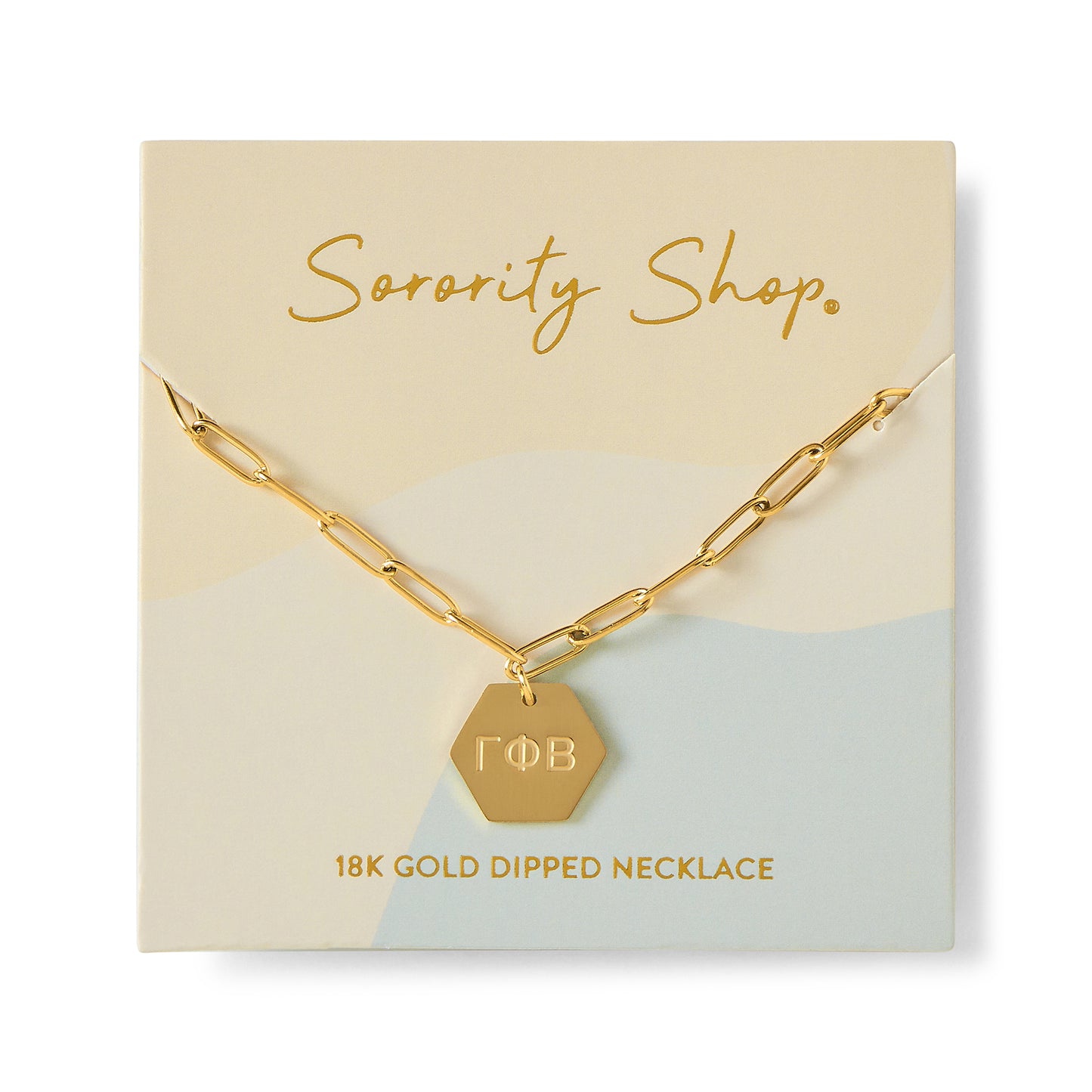 Gamma Phi Beta Paperclip Necklace with GPB Sorority Pendant