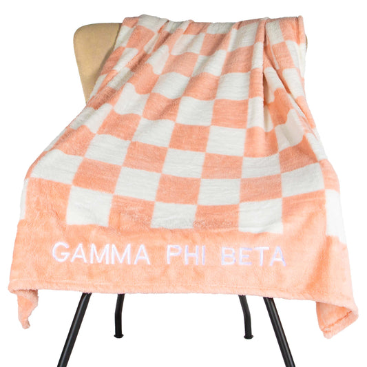 Gamma Phi Beta Blanket - Thick Checkered Sherpa Blanket