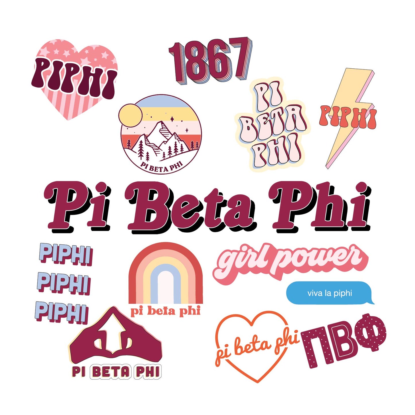 Pi Beta Phi Girl Power Sticker Sheet