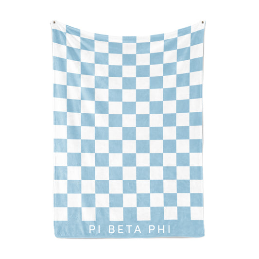 Pi Beta Phi Blanket - Thick Checkered Sherpa Blanket