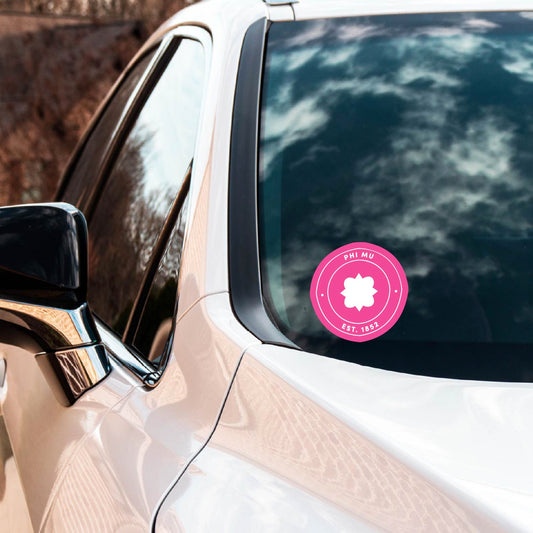 Phi Mu Sorority Car Decal Sticker- Full Color Circle Logo