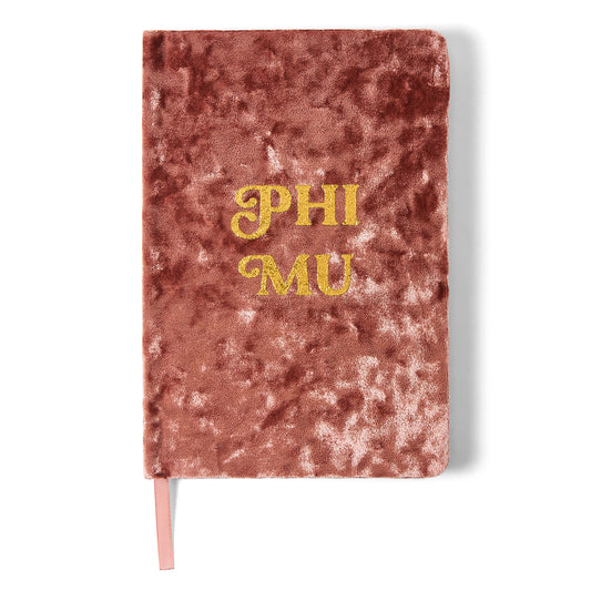 Phi Mu Velvet Notebook with Gold Foil Imprint