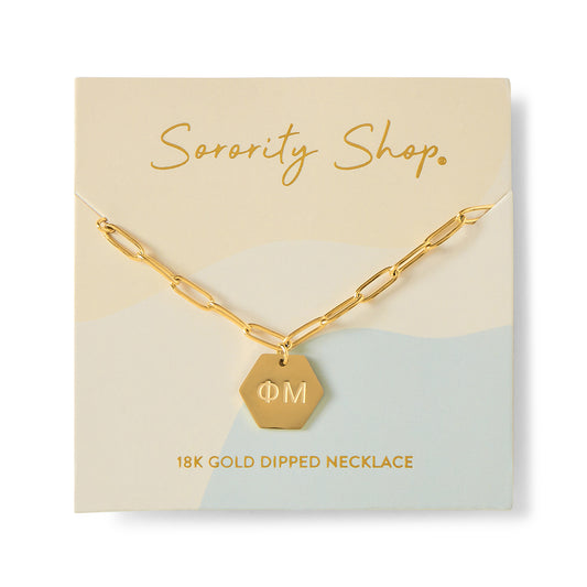 Phi Mu Paperclip Necklace with PM Sorority Pendant