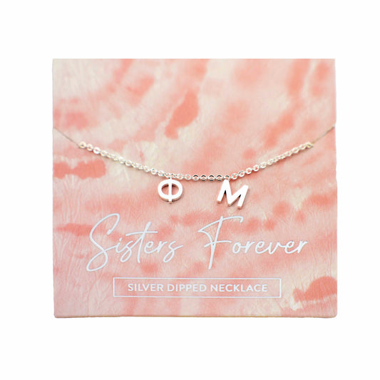 Phi Mu Silver Greek Letters Necklace