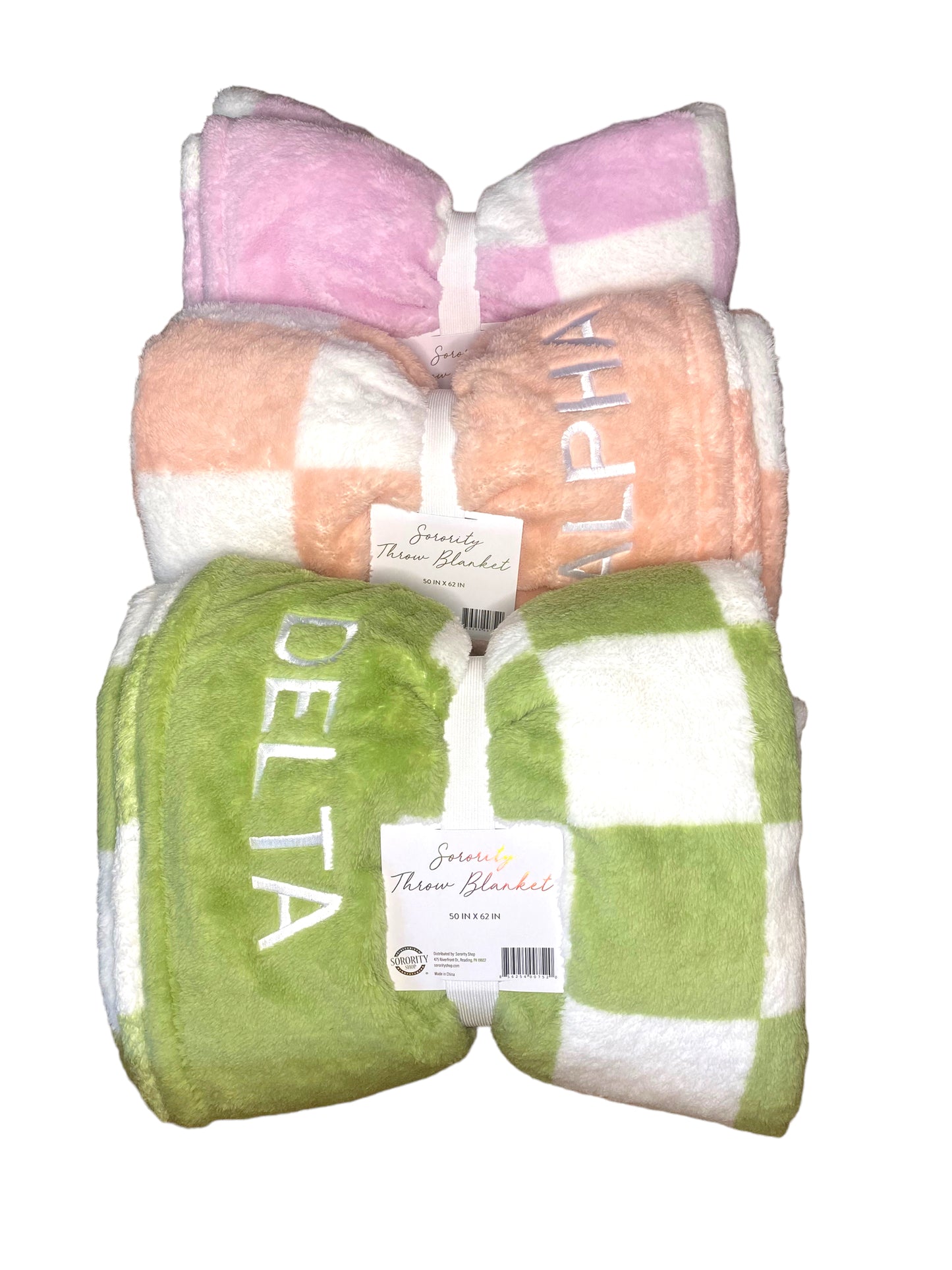 Phi Mu Blanket - Thick Checkered Sherpa Blanket