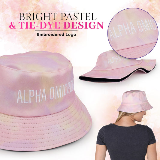 Alpha Gamma Delta Bucket Hat - Tie Dye - Embroidered Logo
