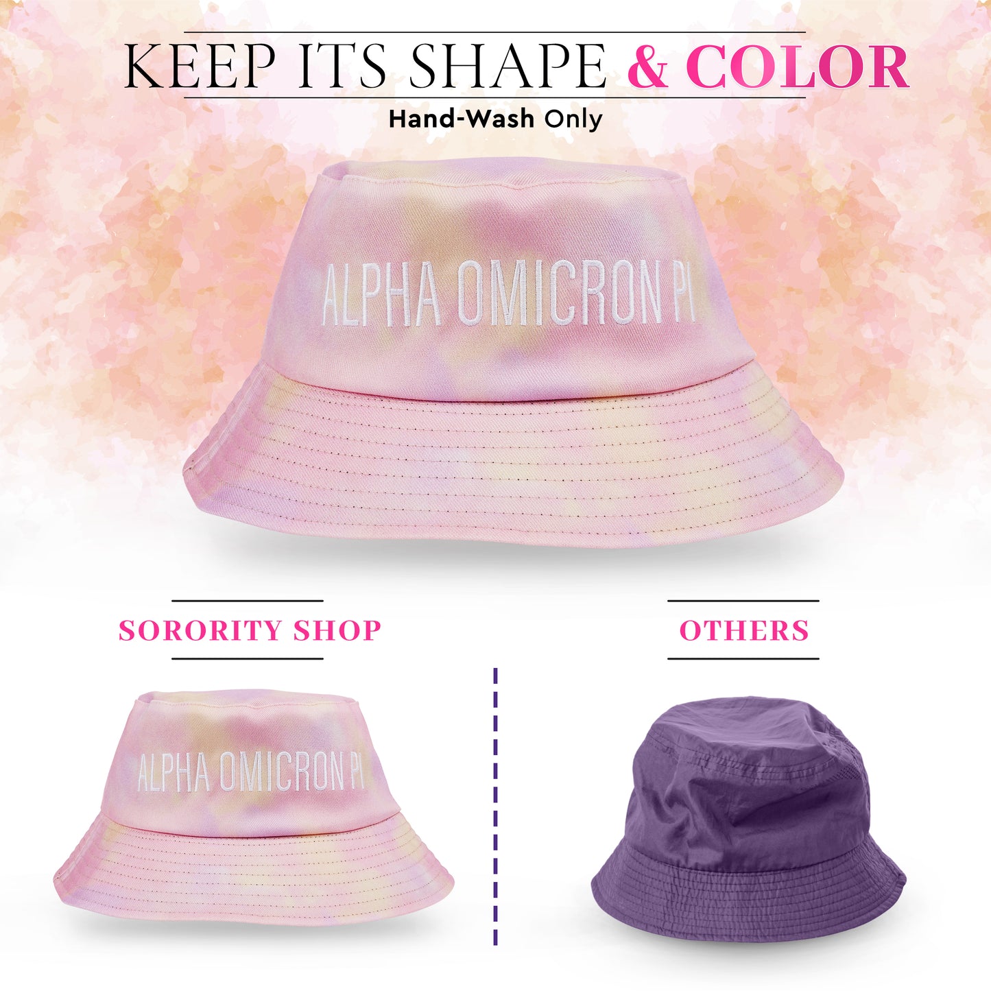 Delta Gamma Bucket Hat - Tie Dye - Embroidered Logo