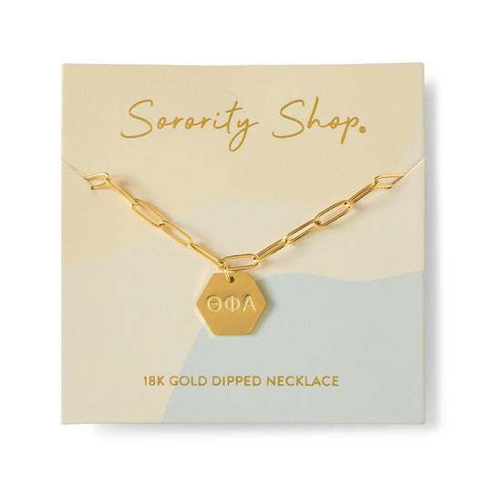 Theta Phi Alpha Paperclip Necklace with Sorority Pendant
