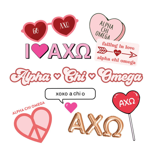 Alpha Chi Omega - Sticker Sheet- Love Theme