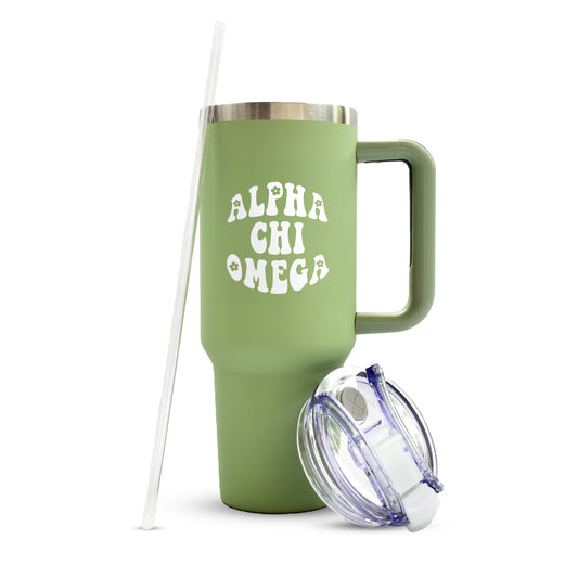 Alpha Chi Omega Tumbler - 40oz Stainless Steel with Handle