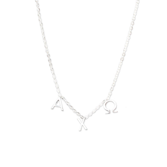 Alpha Chi Omega Silver Greek Letters Necklace
