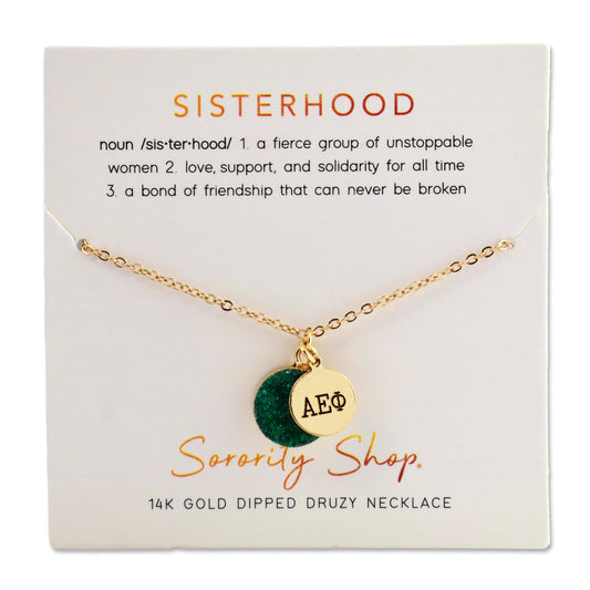 Alpha Epsilon Phi Sisterhood Druzy Necklace