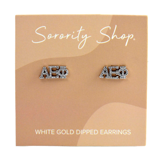 Alpha Epsilon Phi White Gold Plated Stud Earrings
