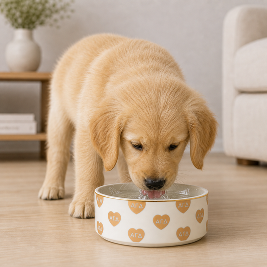 Alpha Gamma Delta Pet Bowl- 6" Ceramic Bowl For Dogs and Cats