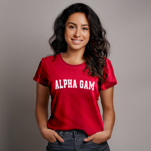 Alpha Gamma Delta Sorority T-Shirt- Varsity Design