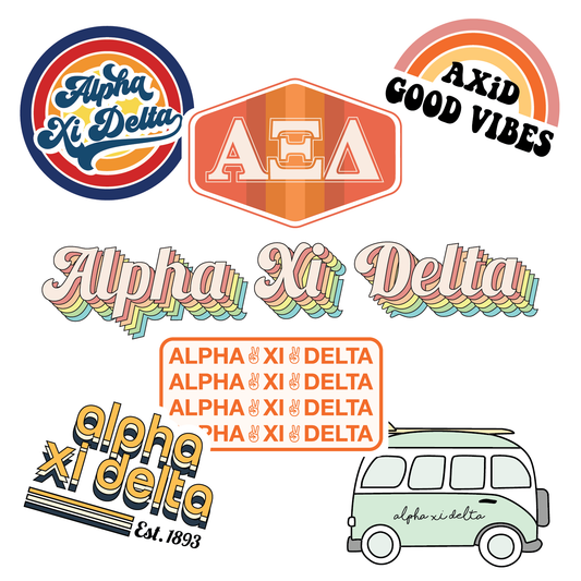 Alpha Xi Delta <br> Retro Sticker Sheet