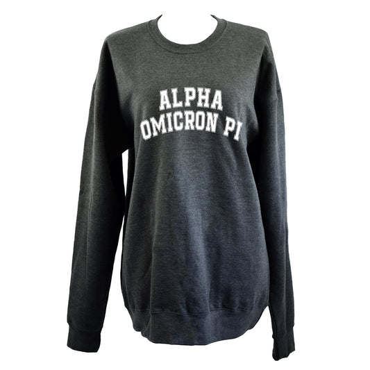 Alpha Omicron Pi Sweatshirt- Crewneck Varsity Letters Design