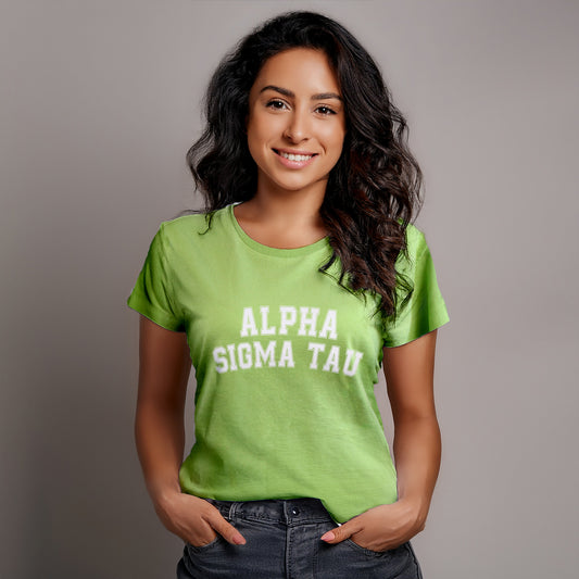 Alpha Sigma Tau Sorority T-Shirt- Varsity Design
