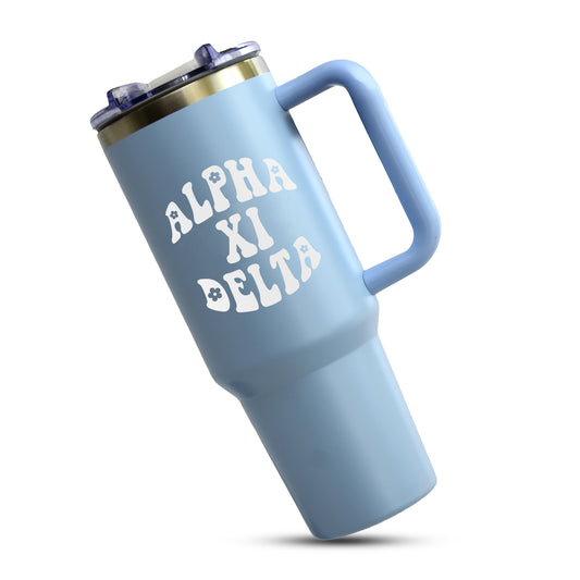 Alpha Xi Delta Tumbler - 40oz Stainless Steel with Handle