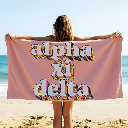 Alpha Xi Delta Plush Retro Beach Towel